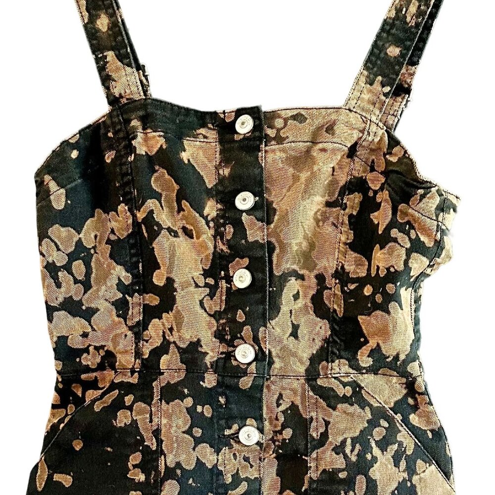 Hand Bleach Dyed H&M Button Up Bodycon Dress Women's Size 2